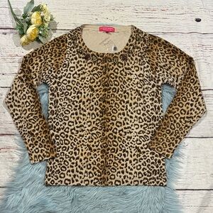 Charlotte Tarantola Cheetah Lightweight Sequin Silk Blend Cardigan